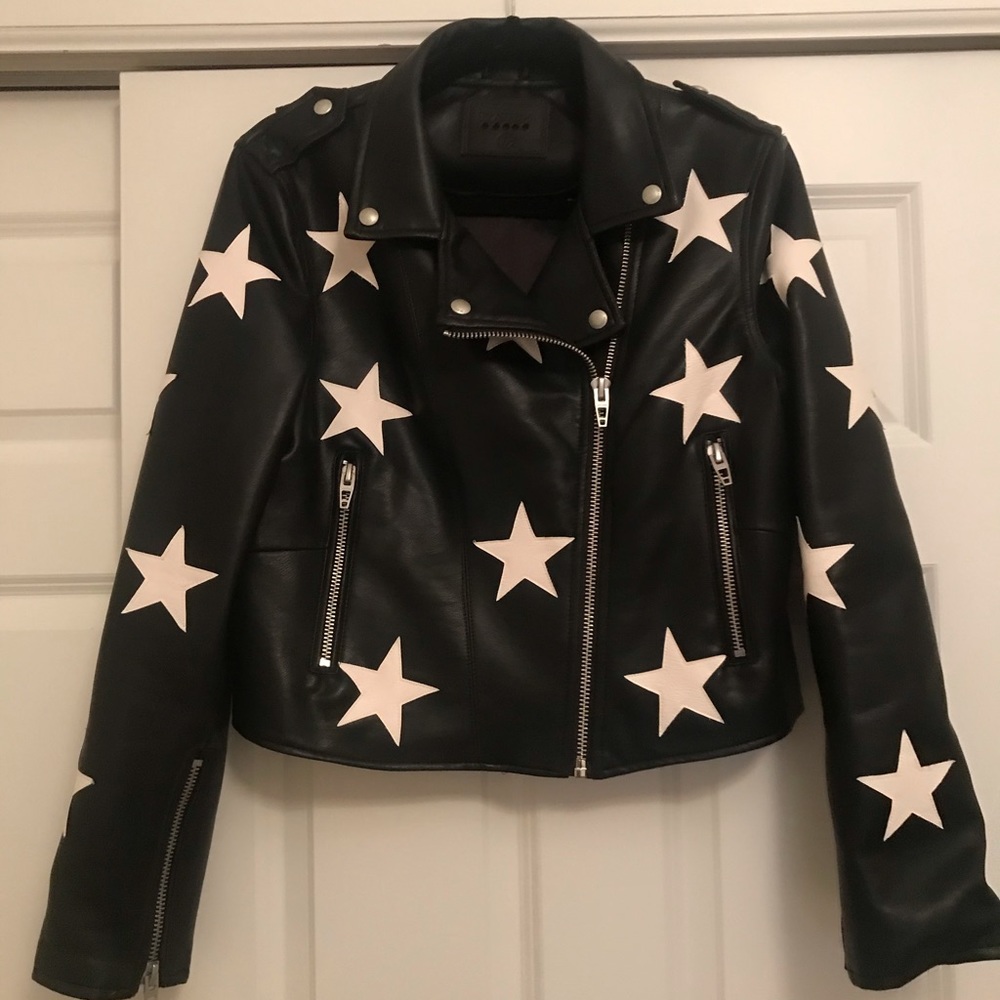 Blank NYC Star Patch Faux Leather Moro Jacket